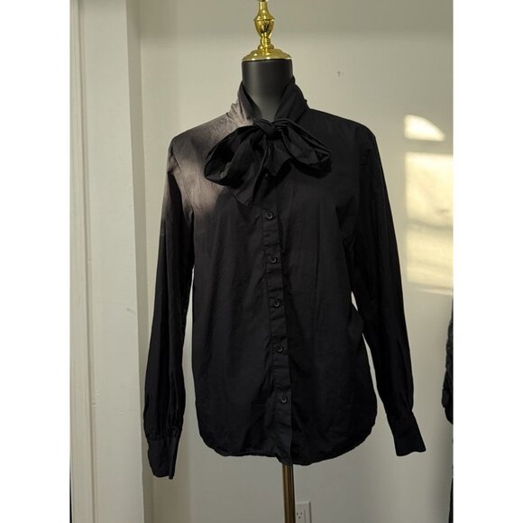 Nine West Tops - Nine West Black Tops Lace Up Bow Career Party Blouse Shirts Size XL
